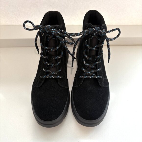 Koolaburra by UGG Jozie Combat Boots Suede Faux Fur Lace Up Booties Black Size 7 - Picture 5 of 7